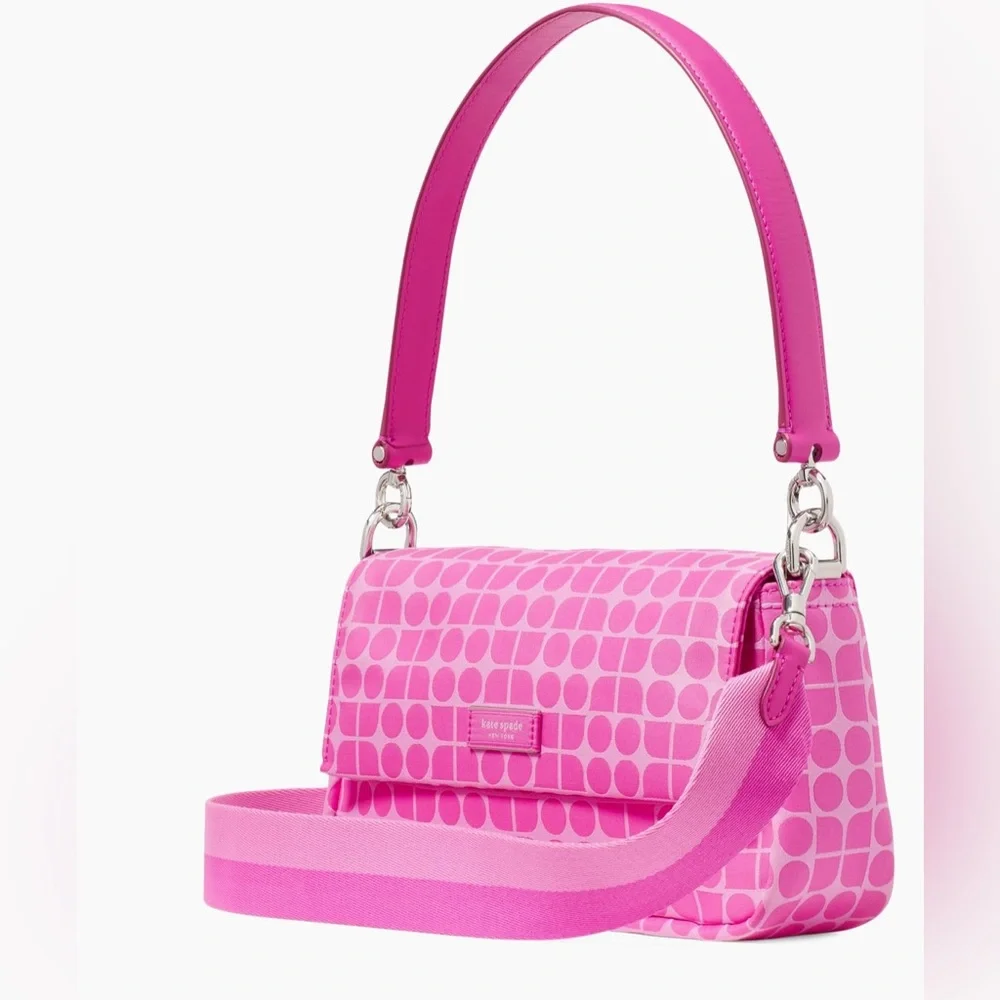 Kate Spade Noel Jacquard Convertible Crossbody Shoulder Bag Vivid Snapdragon